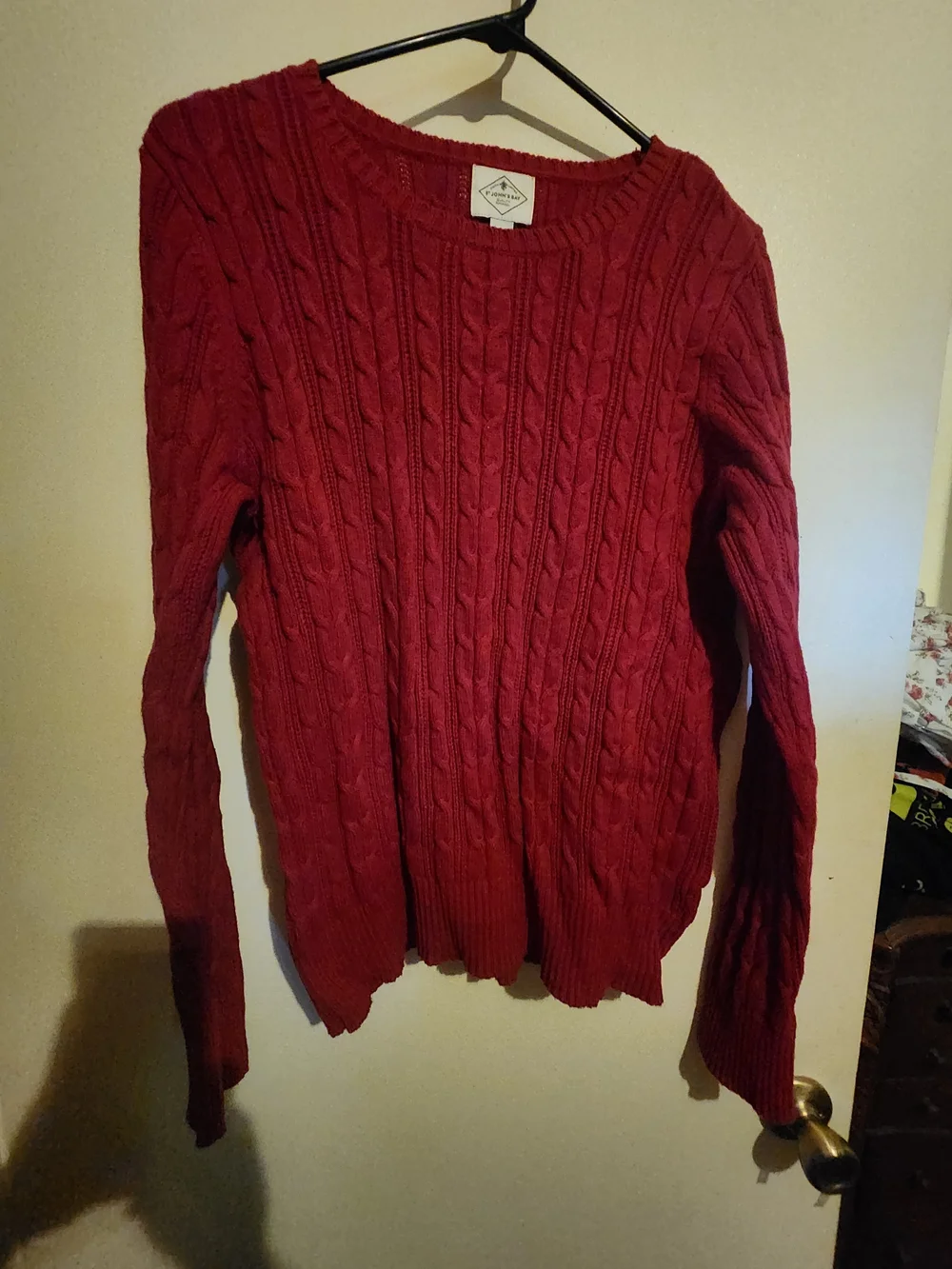 St. John's Bay Red Cable Knit Scoop Neck Sweater